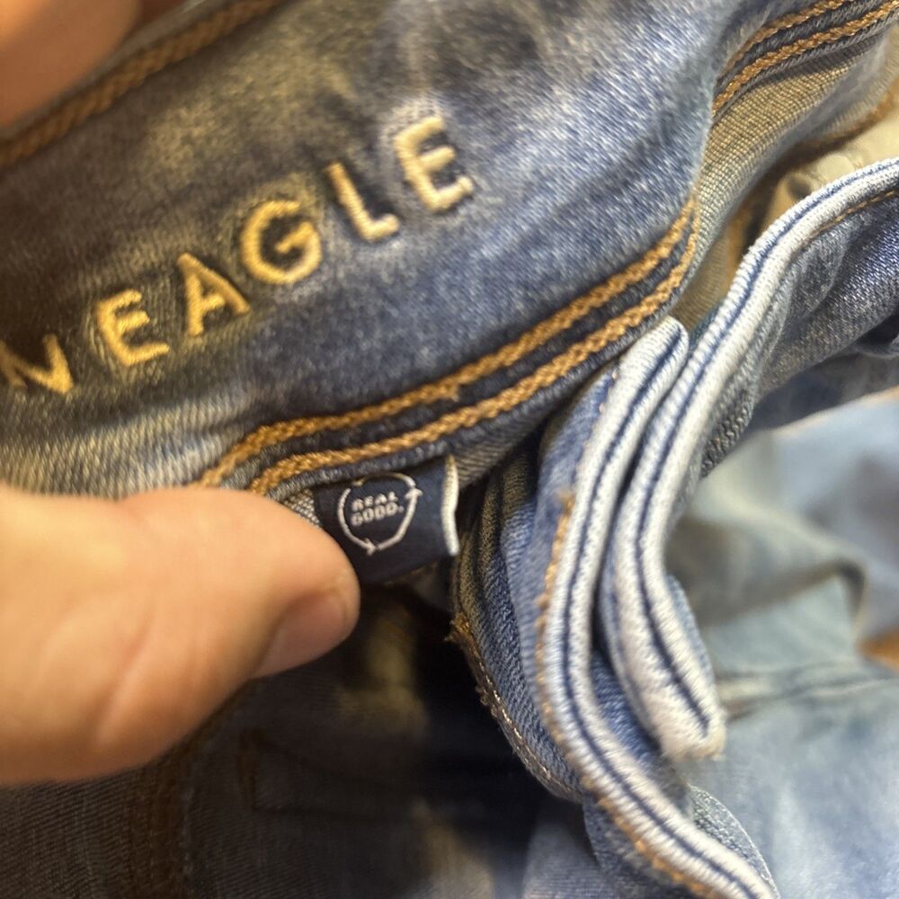 American Eagle Jeans Womens 14 Blue Kick Boot Bootcut Mid Rise Stretch Faded - Picture 9 of 15